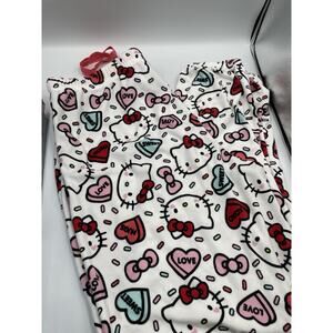 NWT Hello Kitty Conversation Heart Valentines Pajama Pants Lounge Women’s MEDIUM